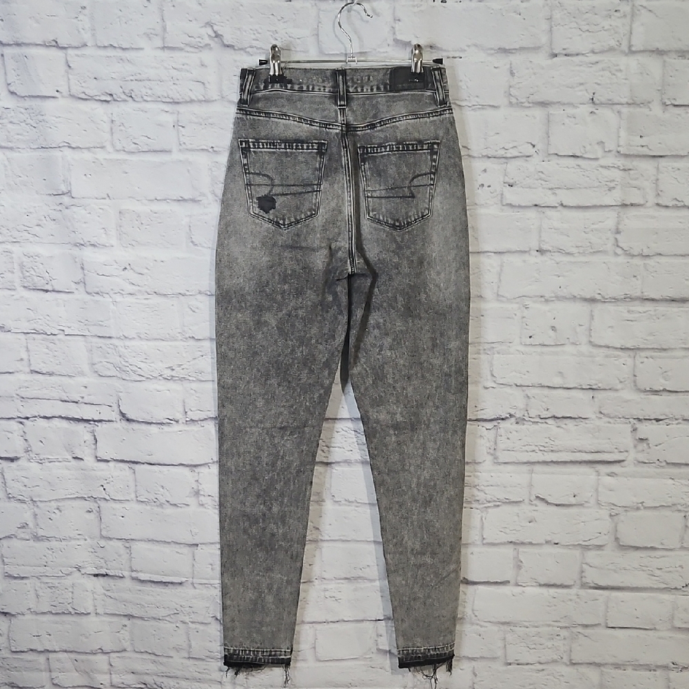 American Eagle Outfitters Mom Jean Gray Ripped Skinny Jeans - Picture 5 of 8